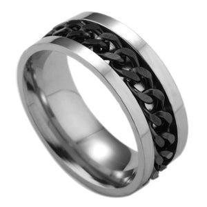 Men's Ring with Chain Stainless Steel