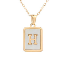 Load image into Gallery viewer, Woman Necklace Stainless Steel Square Letter Necklace Female Gold Shell Inlaid Titanium Steel English Pendant Necklace

