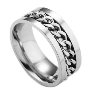 Men's Ring with Chain Stainless Steel