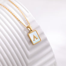 Load image into Gallery viewer, Woman Necklace Stainless Steel Square Letter Necklace Female Gold Shell Inlaid Titanium Steel English Pendant Necklace
