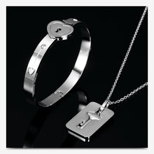 Load image into Gallery viewer, Heart Lock Stainless Steel Bracelets Bangles Key Pendant Necklace Jewelry
