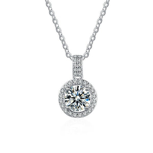 Silver Necklace S925 Round Zircon Silver Jewelry Mosan Diamond Pendant Clavicle Chain