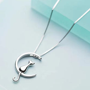 Cat Charm Pendant Silver tone Necklaces for Women